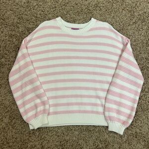 Edikted White and Pink oversized striped knit sweater size XS!
